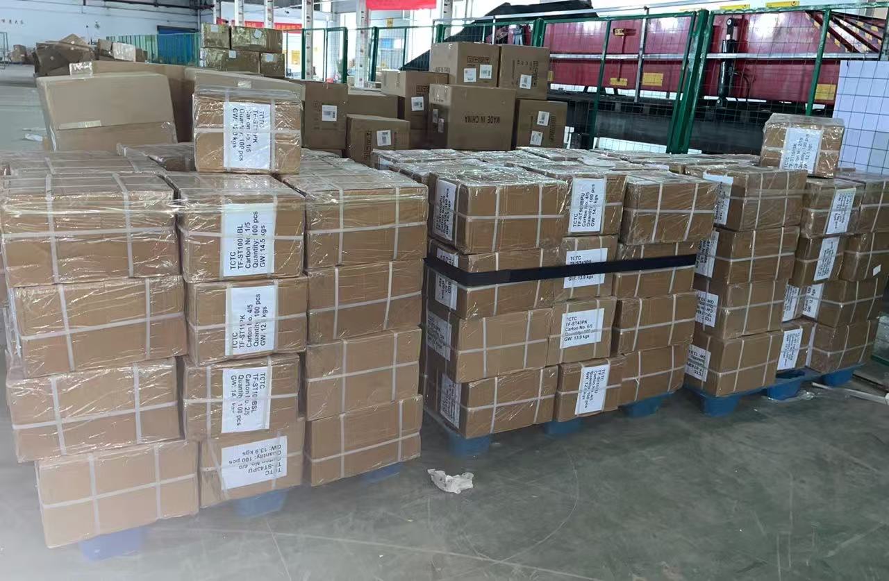 Bulk stun gun shipment cartons prepared for export